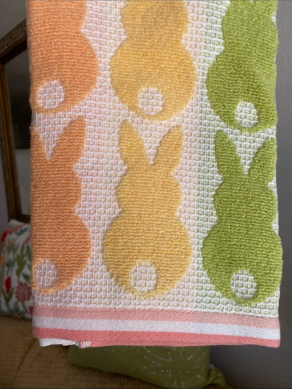 🌼 NWT CARO Home Bunny Waffle Kitchen Towel Set Easter